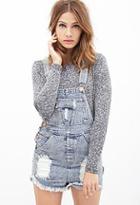 Forever21 Distressed Denim Overall Shorts