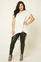 Forever21 Plus Women's  Oatmeal Plus Size Slit-back Top