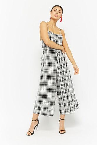 Forever21 Plaid Culotte Cami Jumpsuit