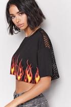 Forever21 Mesh Panel Flame Top