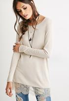 Forever21 Eyelash Lace-trimmed Sweater