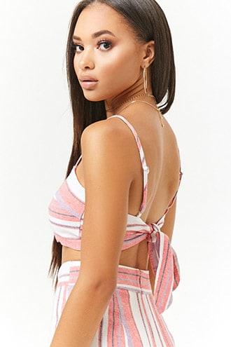 Forever21 Linen-blend Tie-back Crop Cami