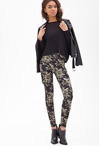 Forever21 Photo-floral Scuba Knit Leggings
