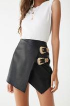 Forever21 Asymmetrical Faux Leather Buckle Skirt