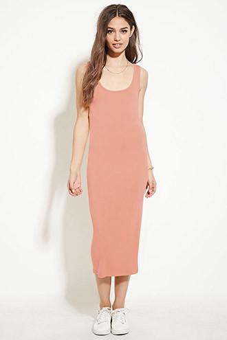 Forever21 Women's  Apricot Bodycon Midi Dress