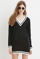 Love21 Women's  Contemporary Varsity-striped Sweatshirt Dress