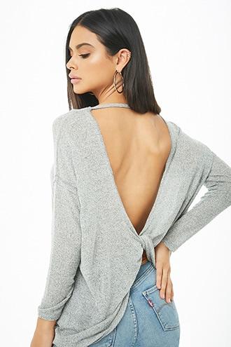 Forever21 Marled Twist-back Top