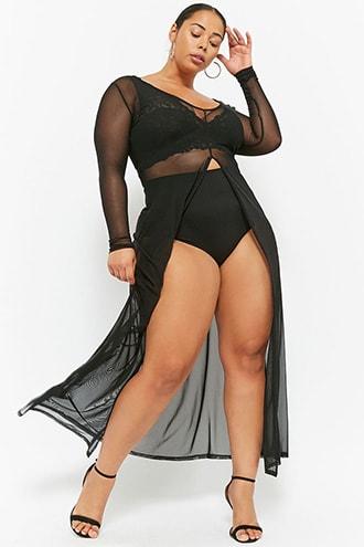 Forever21 Plus Size Sheer Mesh Knit Maxi Dress