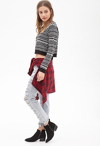 Forever21 Boxy Geo Print Sweatshirt