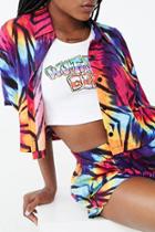 Forever21 Striped Tie-dye Cropped Shirt