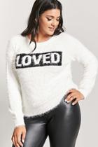 Forever21 Plus Size Loved Graphic Fuzzy Sweater