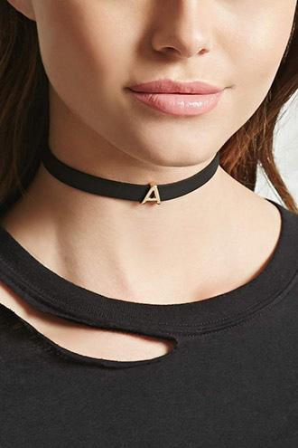 Forever21 A Initial Faux Leather Choker