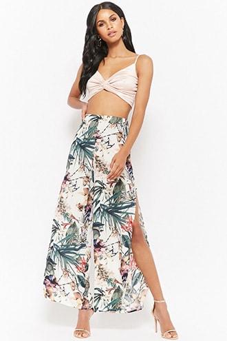 Forever21 Tropical Floral Slit Pants