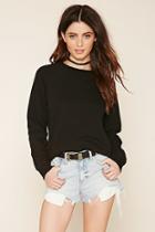 Forever21 Women's  Black Long-sleeved Knit Sweater