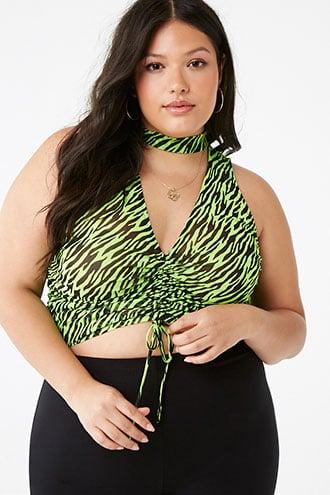 Forever21 Plus Size Sheer Zebra Print Crop Top