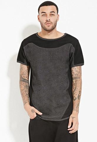 21 Men Unknown Mesh-paneled Double Knit Tee