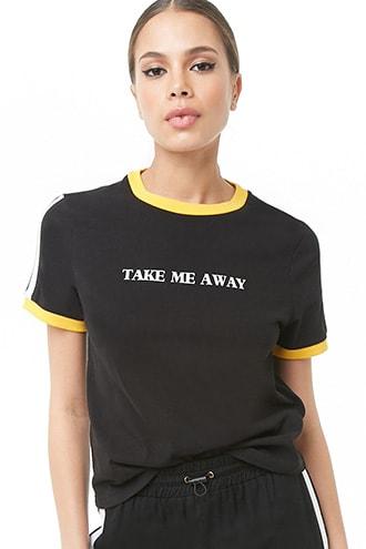 Forever21 Take Me Away Graphic Ringer Tee