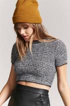 Forever21 Stripe Fuzzy Knit Crop Top
