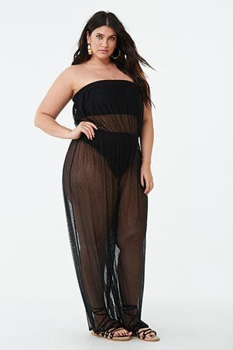 Forever21 Plus Size Sheer Swim Cover-up Jumpsuit