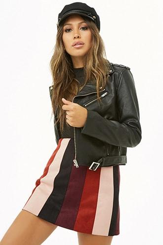 Forever21 Faux Suede Colorblock Mini Skirt