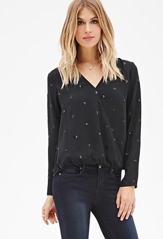Forever21 Sequin Cluster Surplice Top