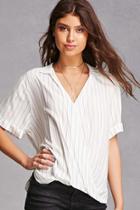 Forever21 Pinstripe Twist-front Top