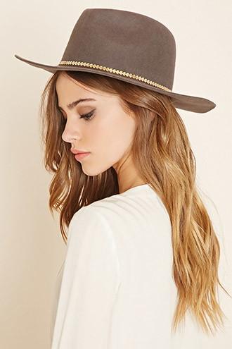 Forever21 Women's  Metal Trim Wool Fedora