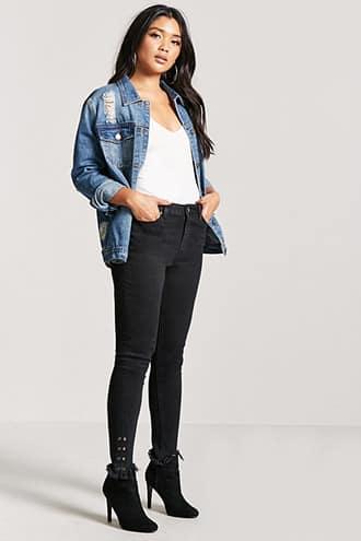 Forever21 Frayed Grommet Ankle Jeans