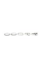 Forever21 Faux Gemstone Ring Set (antic Silver/white)