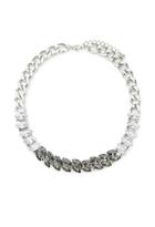 Forever21 Faux Gem Statement Necklace (silver/grey)