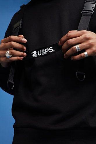Forever21 Usps Graphic Buckle-strap Hoodie