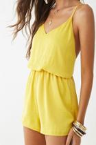 Forever21 Satin Lace-up V-neck Romper