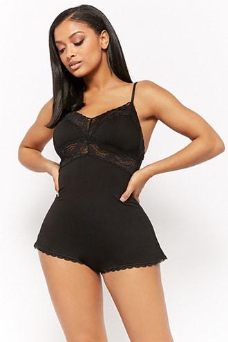 Forever21 Microfiber & Lace Romper