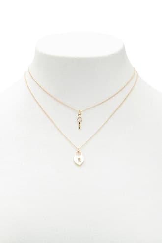 Forever21 Layered Lock & Key Pendant Necklace