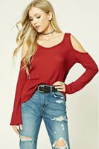 Forever21 Popcorn Knit Open-shoulder Top