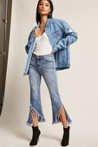 Forever21 Distressed Split-hem Capri Jeans