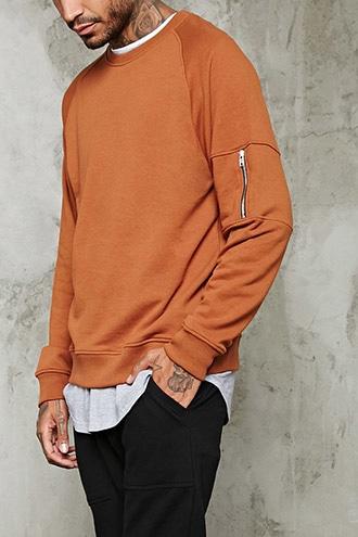 21 Men Men's  Zip-sleeved Sweatshirt