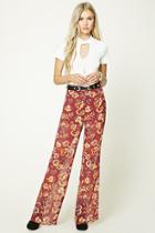 Forever21 Women's  Semi-sheer Floral Pants