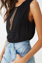 Forever21 Embroidered-trim Cutout Top