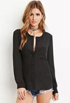 Forever21 Two-pocket Collarless Blouse