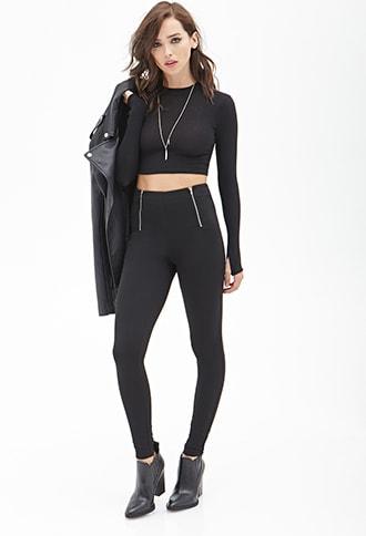 Forever21 Zip-front Knit Pants