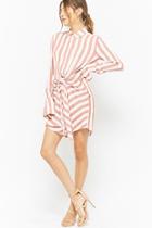 Forever21 Striped Tie-front Shirt Dress