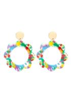 Forever21 Multicolor Floral Hoop Drop Earrings