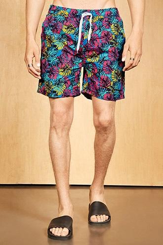 Forever21 Soulstar Leaf Swim Trunks