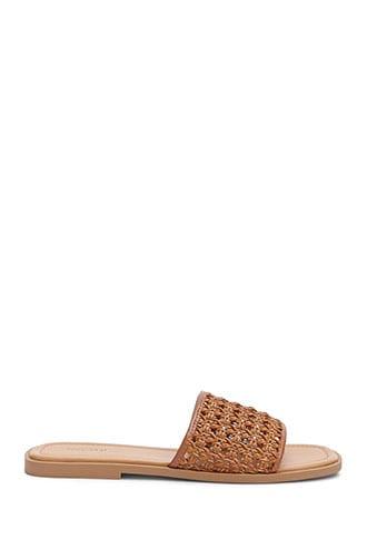 Forever21 Lattice Faux Leather Slide Sandals
