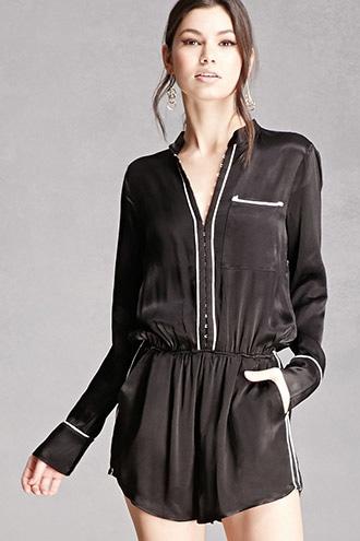 Forever21 Line And Dot Pajama Romper