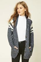 Forever21 Women's  Navy & Cream Marled Knit Cardigan