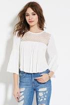 Forever21 Women's  Crochet-paneled Peasant Top
