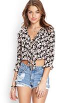 Forever21 Floral Print Lace-up Top