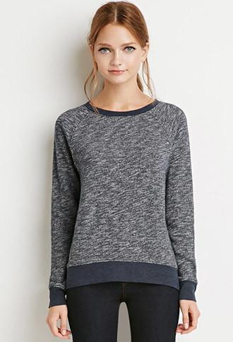 Forever21 Zippered-back Marled Pullover